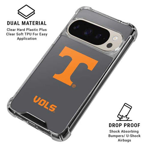 University of Tennessee-Knoxville T Logo Vols on Gray Pixel 9/9 Pro Clear Case